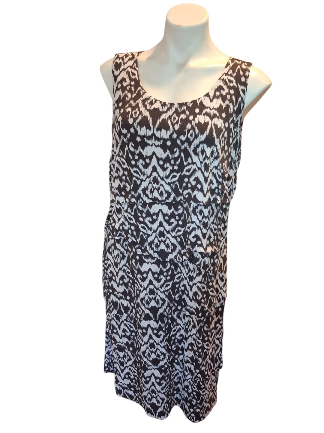 Inc International Concepts Briwn And White Ikat-Patterned Dress